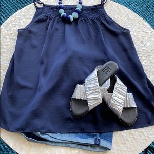 Anthropologie Navy Blue High Neck Cami